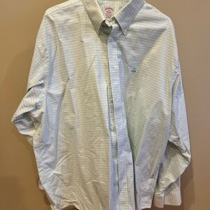 Brooks Brothers Green and White Striped Shirt